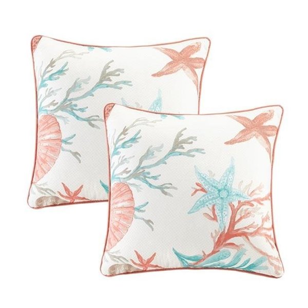 Madison Park Madison Park MP30-3404 Pebble Beach Cotton Printed Square Pillow Pair With Solid Reverse MP30-3404